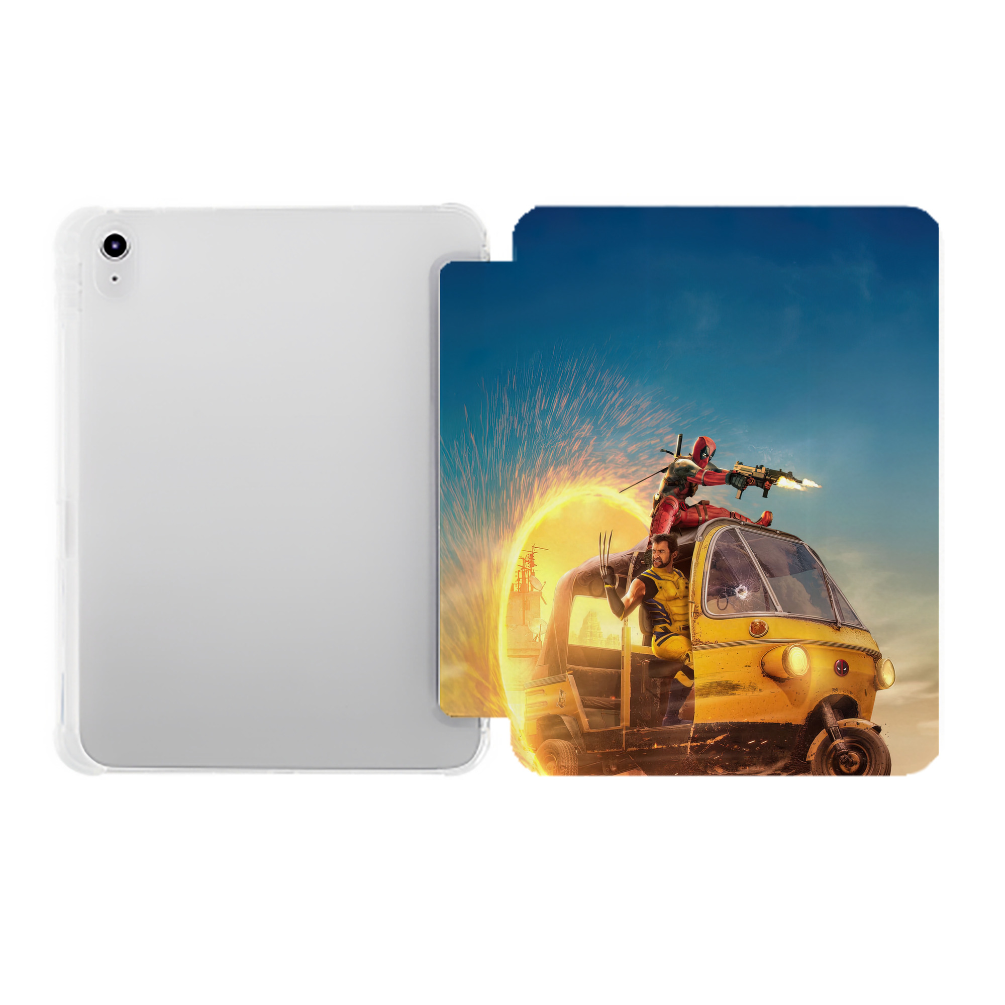 （画像用） Deadpool デッドプール IPad ケース ペン収納付き 三つ折りスタンド PUレザー×シリコン 対応機種9.5/10.5/10.9インチ